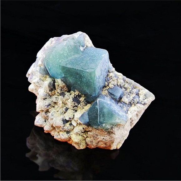 Rare Natural Morandi Blue Fluorite Matrix Growing Babies